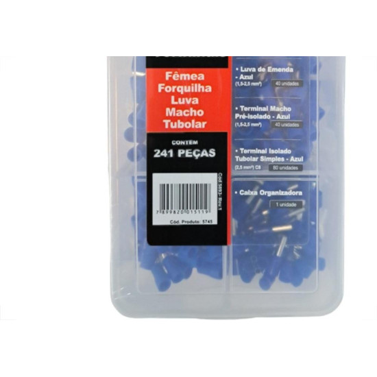 Terminal Kit Sforplast - Femea/Forquilha/Luva /Macho/Tubolar Pre Isolados Com 241 Pecas - 5745