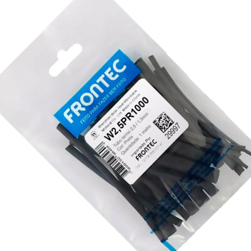 Tubo Termocontratil 2,5Mm / 1,30Mm Preto Pacote Com 1 Metro - W2,5Pr1000 Tubo Termocontratil 2,5Mm / 1,30Mm Preto Pacote Com 1 Metro - W2,5Pr1000