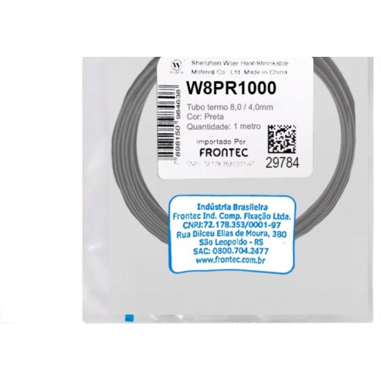 Tubo Termocontratil 8Mm / 4Mm Preto Pacote Com 1 Metro - W8Pr1000 Tubo Termocontratil 8Mm / 4Mm Preto Pacote Com 1 Metro - W8Pr1000
