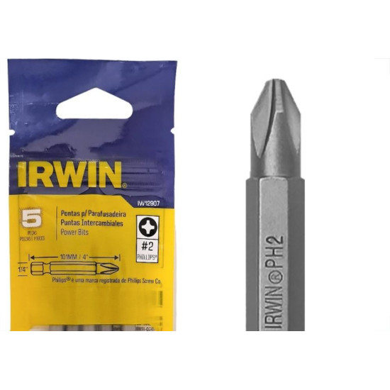 Ponteira Para Parafusadeira Irwin N2 X101Mm - Iw12907 - Kit C/5 Pecas Ponteira Para Parafusadeira Irwin N2 X101Mm - Iw12907 - Kit C/5 Pecas