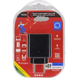 Plug Protetor De Tensao Qualitronix 2 Polos 10A. Preto - Qpp01P