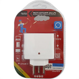 Plug Protetor De Tensao Qualitronix 2 Polos + Terra 10A. Branco - Qpp03B