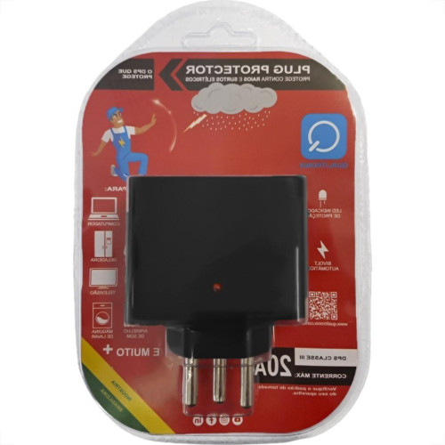Plug Protetor De Tensao Qualitronix 2 Polos + Terra 20A. Preto Plug Protetor De Tensao Qualitronix 2 Polos + Terra 20A. Preto