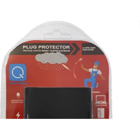Plug Protetor De Tensao Qualitronix 2 Polos + Terra 20A. Preto Plug Protetor De Tensao Qualitronix 2 Polos + Terra 20A. Preto