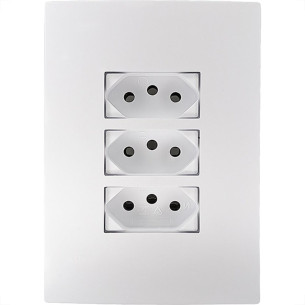 Conjunto Ilumi I9-Inove Branco Com Placa 3 Tomadas 10A. - 94123 Monobloco
