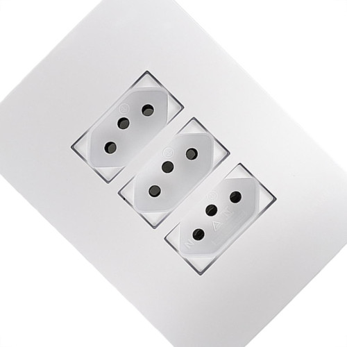 Conjunto Ilumi I9-Inove Branco Com Placa 3 Tomadas 10A. - 94123 Monobloco Conjunto Ilumi I9-Inove Branco Com Placa 3 Tomadas 10A. - 94123 Monobloco