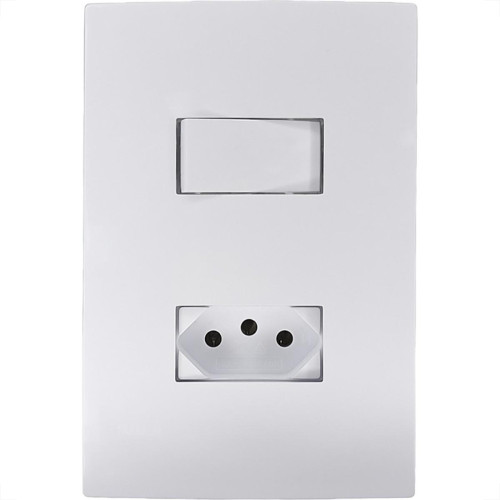 Conjunto Ilumi I9-Inove Branco Com Placa 1 Simples + Tomada 2P+T. 10A. - 94200 Conjunto Ilumi I9-Inove Branco Com Placa 1 Simples + Tomada 2P+T. 10A. - 94200
