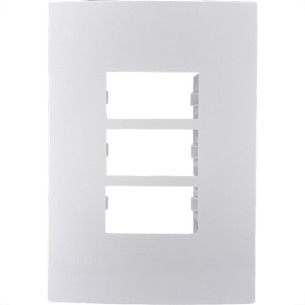 Placa Conjunto Ilumi I9-Inove Branco 4X2 3 Modulos Separados Horizontais Com Suporte - 96100