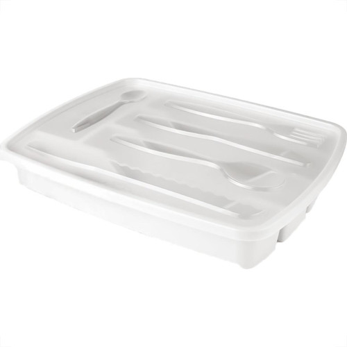 Porta Talheres Plastico Com Tampa Plasutil 5 Divisºrias Branco - 3839 Porta Talheres Plastico Com Tampa Plasutil 5 Divisºrias Branco - 3839
