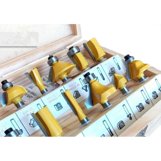 Fresa Para Tupia Franca 6Mm A 32Mm Kit Com 12 Pecas - 1295 Fresa Para Tupia Franca 6Mm A 32Mm Kit Com 12 Pecas - 1295