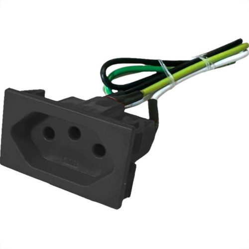 Kit C/2 - Tomada De Painel Com Cabo Steck 10A. Preta - S8628