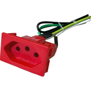 Kit C/4 - Tomada De Painel Com Cabo Steck 20A. Vermelha -...