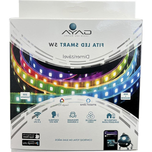 Fita De Led Gaya 5050 - Ip20 Rgb Colorido Smart 5W. 350 Lumens Por Metro 12V. 5M Com Driver E Controle Celular - 9811 Fita De Led Gaya 5050 - Ip20 Rgb Colorido Smart 5W. 350 Lumens Por Metro 12V. 5M Com Driver E Controle Celular - 9811