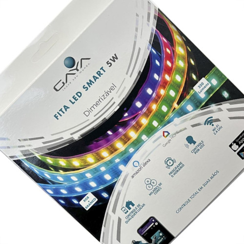 Fita De Led Gaya 5050 - Ip20 Rgb Colorido Smart 5W. 350 Lumens Por Metro 12V. 5M Com Driver E Controle Celular - 9811 Fita De Led Gaya 5050 - Ip20 Rgb Colorido Smart 5W. 350 Lumens Por Metro 12V. 5M Com Driver E Controle Celular - 9811