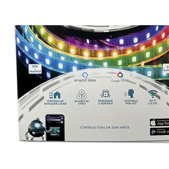 Fita De Led Gaya 5050 - Ip20 Rgb Colorido Smart 5W. 350 Lumens Por Metro 12V. 5M Com Driver E Controle Celular - 9811 Fita De Led Gaya 5050 - Ip20 Rgb Colorido Smart 5W. 350 Lumens Por Metro 12V. 5M Com Driver E Controle Celular - 9811