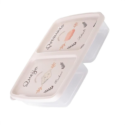 Pote Plastico Plasutil Porta Frios Com 2 Divisorias Decorado - 8696 Pote Plastico Plasutil Porta Frios Com 2 Divisorias Decorado - 8696