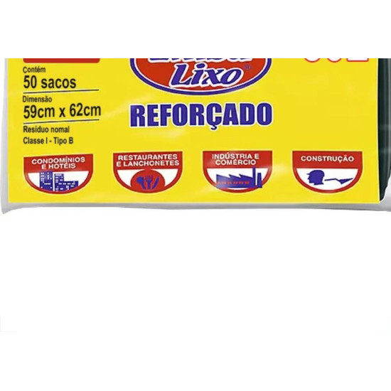 Saco De Lixo Embalixo Reforcado 30L 59X62Cm Preto Pacote Com 50 Sacos Saco De Lixo Embalixo Reforcado 30L 59X62Cm Preto Pacote Com 50 Sacos