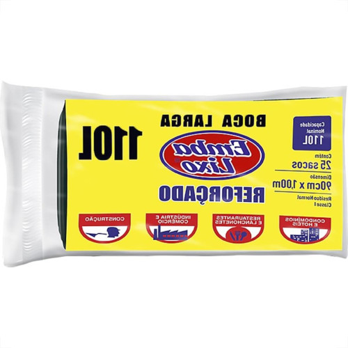 Saco De Lixo Embalixo Reforcado 110L - 90X100Cm Preto Pacote Com 25 Sacos