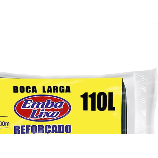 Saco De Lixo Embalixo Reforcado 110L - 90X100Cm Preto Pacote Com 25 Sacos
