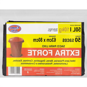 Saco De Lixo Embalixo Extra Forte 50L 63X80Cm Preto Pacote Com 50 Sacos