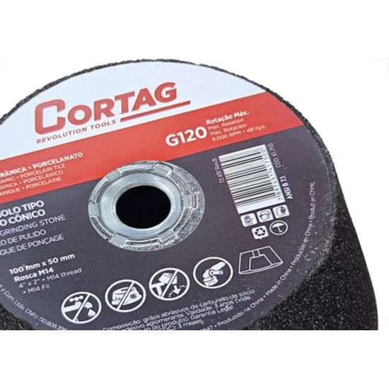 Rebolo Cortag Conico 100Mm X 50Mm Rosca M14 G-120 - 61750 Rebolo Cortag Conico 100Mm X 50Mm Rosca M14 G-120 - 61750