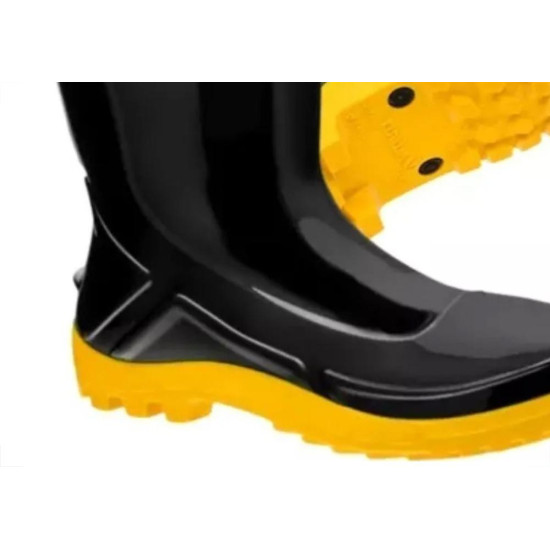 Bota Galocha Pvc Marluvas Vulcaflex Preta/Amarela No.42 Sem Meia