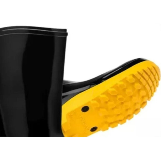 Bota Galocha Pvc Marluvas Vulcaflex Preta/Amarela No.40 Sem Meia Bota Galocha Pvc Marluvas Vulcaflex Preta/Amarela No.40 Sem Meia