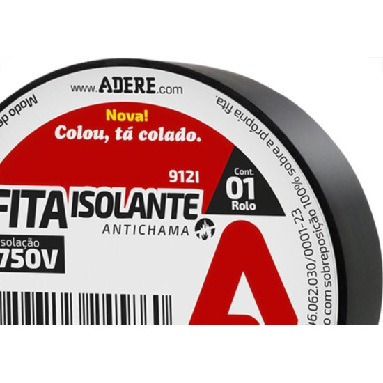 Fita Isolante Adere 20M Preta - Kit C/6 Pecas Fita Isolante Adere 20M Preta - Kit C/6 Pecas