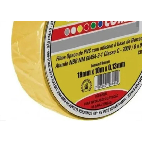 Fita Isolante Steck 10M Amarela - Sft1310Am - Kit C/10 Pecas Fita Isolante Steck 10M Amarela - Sft1310Am - Kit C/10 Pecas