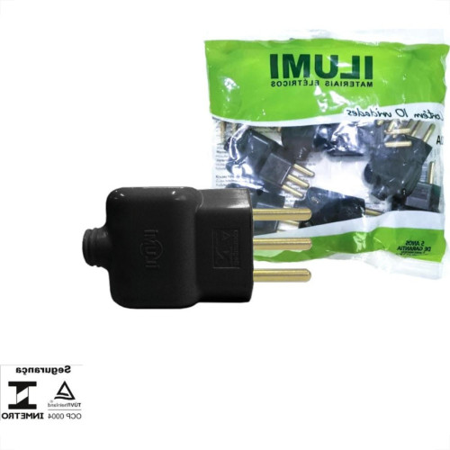 Pino Prensa Cabo Ilumi 2 Polos+Terra 20A. Preto - 14071Pct - Kit C/10 Pecas Pino Prensa Cabo Ilumi 2 Polos+Terra 20A. Preto - 14071Pct - Kit C/10 Pecas