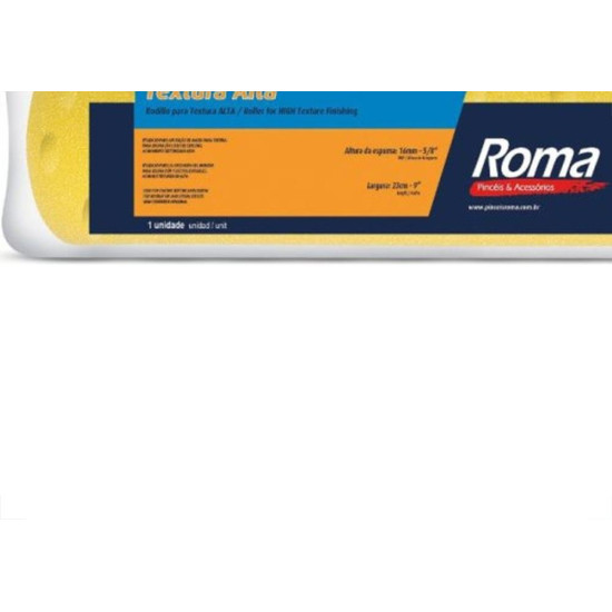 Rolo De Espuma Roma Textura Alta 23Cm Sem Cabo - 432 23 Rolo De Espuma Roma Textura Alta 23Cm Sem Cabo - 432 23