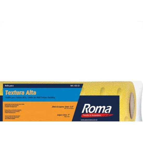 Rolo De Espuma Roma Textura Alta 23Cm Sem Cabo - 432 23 Rolo De Espuma Roma Textura Alta 23Cm Sem Cabo - 432 23