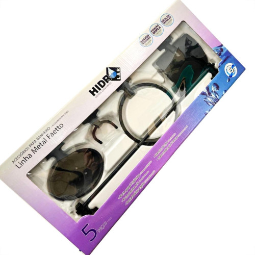 Acessorio Wc Hidrolar Faetto Kit Com 5 Pecas Preto Fosco - 11906 Acessorio Wc Hidrolar Faetto Kit Com 5 Pecas Preto Fosco - 11906