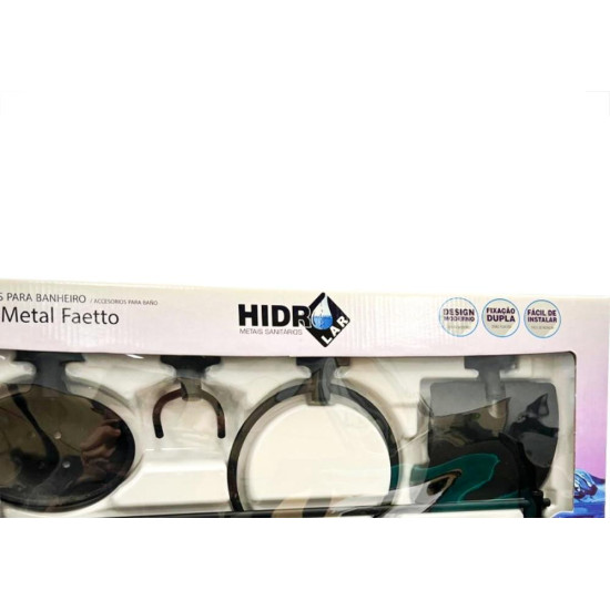 Acessorio Wc Hidrolar Faetto Kit Com 5 Pecas Preto Fosco - 11906 Acessorio Wc Hidrolar Faetto Kit Com 5 Pecas Preto Fosco - 11906