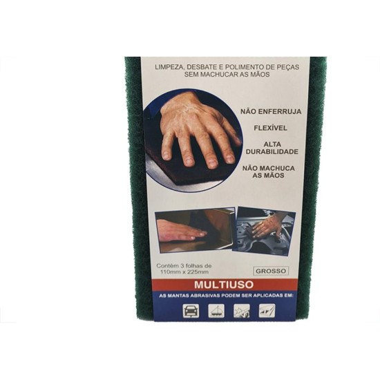 Folha Abrasiva Disflex Grossa 225X110Mm Verde - Pacote Com 3 Folhas - 39001 Folha Abrasiva Disflex Grossa 225X110Mm Verde - Pacote Com 3 Folhas - 39001