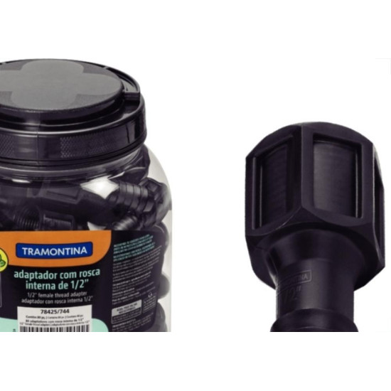 Conexao Preta Tramontina Adaptador Rosca Interna 1/2'' Pote Com 80 Pecas - 78425744 Conexao Preta Tramontina Adaptador Rosca Interna 1/2'' Pote Com 80 Pecas - 78425744