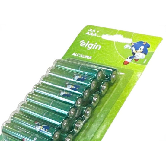Pilha Elgin Alcalina Cartela Com 16 Pecas - 8 Pecas Aa + 8 Pecas Aaa