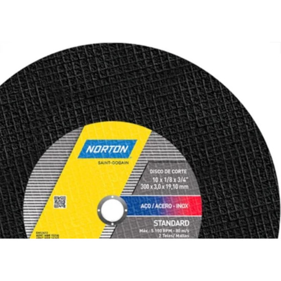 Disco Corte Ferro Norton Standard 10''X1,8''X3,4'' - 3,0Mm Disco Corte Ferro Norton Standard 10''X1,8''X3,4'' - 3,0Mm