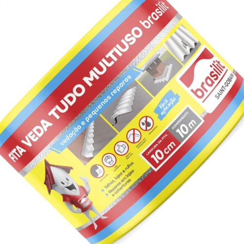 Fita Multiuso Brasilit Veda Tudo Aluminio 10Cm X 10M Fita Multiuso Brasilit Veda Tudo Aluminio 10Cm X 10M