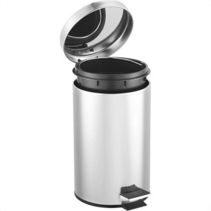 Lixeira Inox Com Pedal Redonda Powermaid 5 Litros