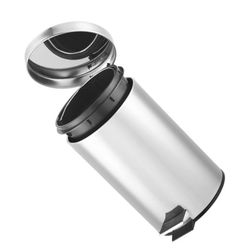 Lixeira Inox Com Pedal Redonda Powermaid 5 Litros
