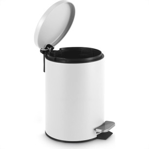 Lixeira Com Pedal Redonda Powermaid Matte 3 Litros Branca