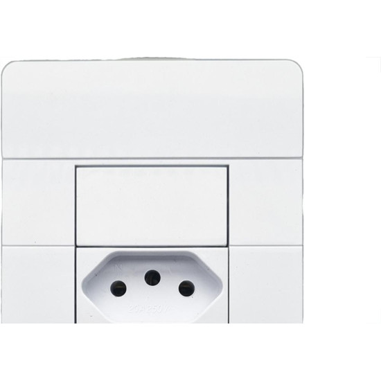 Conjunto Dicompel Ritz 1 Tomada Horizontal 2P+T. 20A. Branco - Rzb-2000/30 Conjunto Dicompel Ritz 1 Tomada Horizontal 2P+T. 20A. Branco - Rzb-2000/30