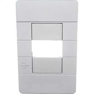 Placa Conjunto Dicompel Ritz Branca 4X2 - 2 Modulos Horizontais + Suporte - Rzb-2300/38