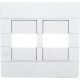 Placa Conjunto Dicompel Ritz Branca 4X4 - 2 Modulos Horizontais + Suporte - Rzb-2300/41