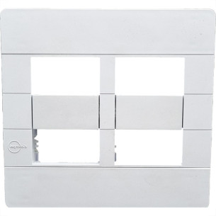 Placa Conjunto Dicompel Ritz Branca 4X4 - 4 Modulos Horizontais + Suporte - Rzb-2300/42