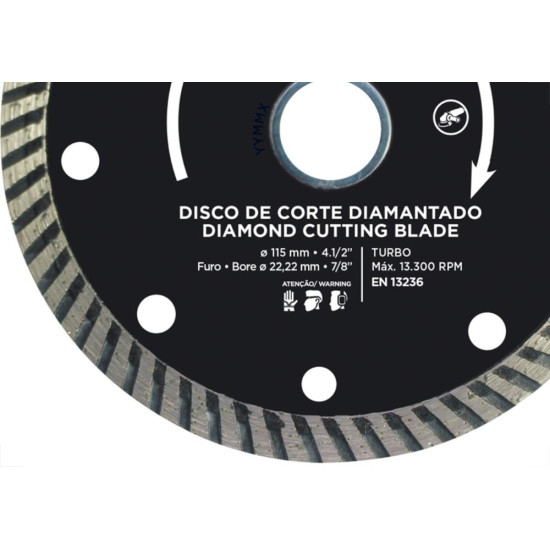Disco Diamantado Cortag Turbo Flex 115Mm X 22,2Mm Para Esmerilhadeira - 61549 Disco Diamantado Cortag Turbo Flex 115Mm X 22,2Mm Para Esmerilhadeira - 61549