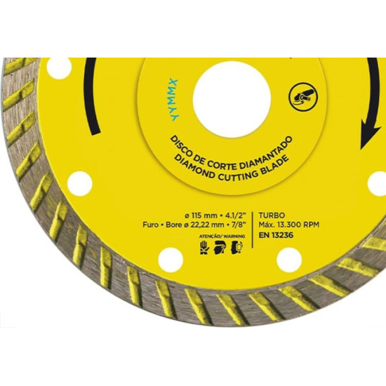 Disco Diamantado Cortag Porcelanato Turbo Flex 115Mm X 22,2Mm Para Esmerilhadeira - 61577 Disco Diamantado Cortag Porcelanato Turbo Flex 115Mm X 22,2Mm Para Esmerilhadeira - 61577
