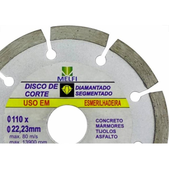 Disco Diamantado Melfi Segmentado Seco 110Mm X 22,23Mm - 10755