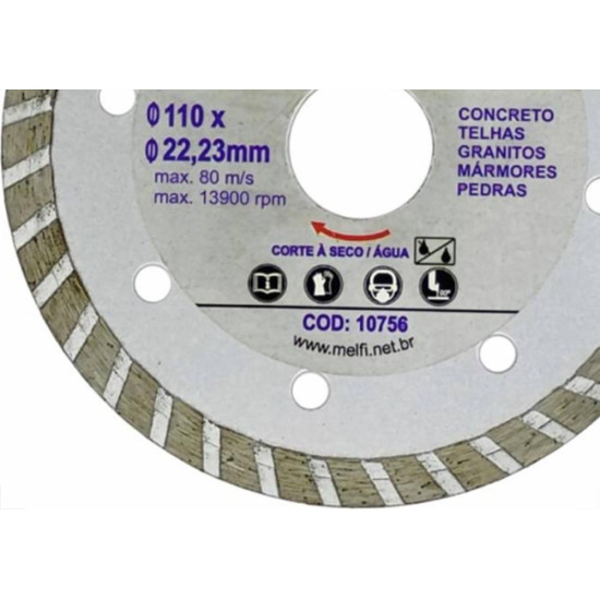 Disco Diamantado Melfi Turbo 110Mm X 22,23Mm - 10756 Disco Diamantado Melfi Turbo 110Mm X 22,23Mm - 10756